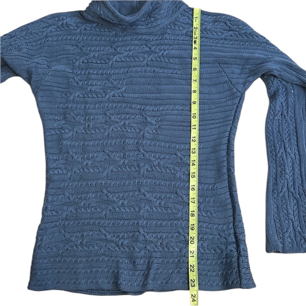 Peruvian Connection Blue Knit Pima Cotton Sweater size Small, like new - Picture 8 of 8